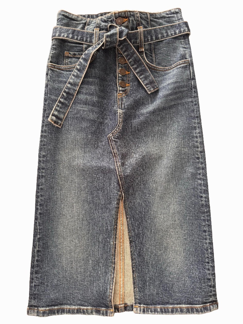 Veronica Beard High Waist Denim Pencil Skirt Tie Front Slit Size 2